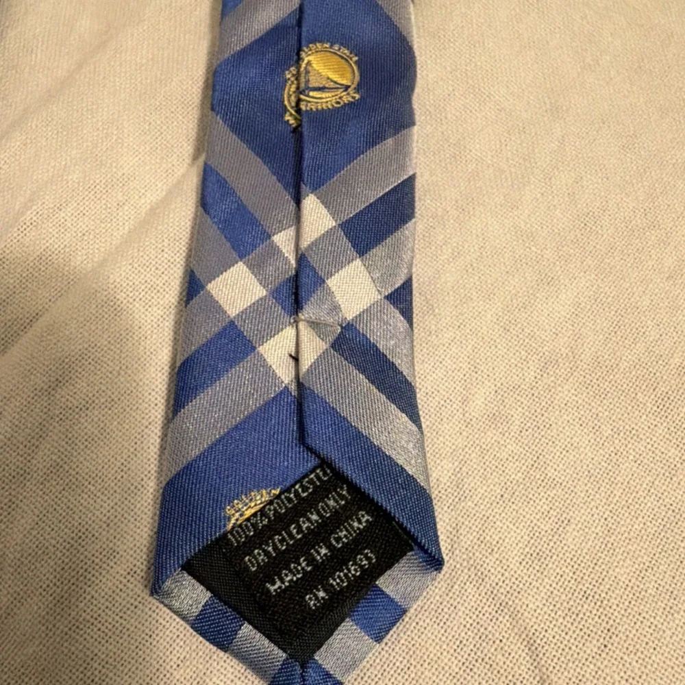 Golden State Warriors NBA Blue Yellow White Plaid Tie Officially Licensed